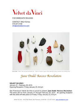 PRESS RELEASE Jane Dodd Velvet Da Vinci Jan.Feb2015