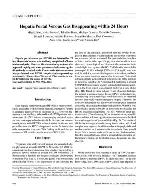Hepatic Portal Venousgasdisappearing Within