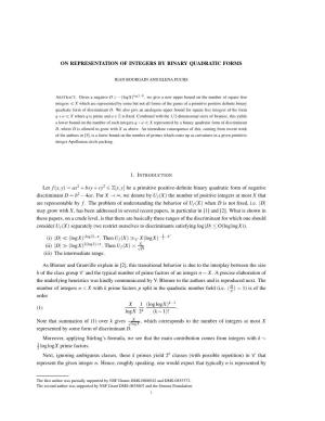 On Representation of Integers by Binary Quadratic Forms