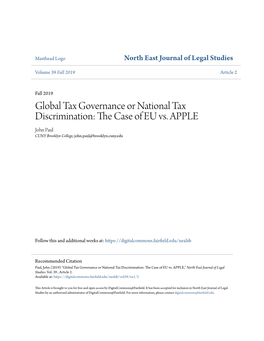 Global Tax Governance Or National Tax Discrimination: the Case of EU