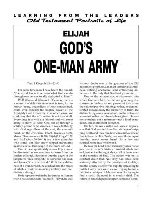 Elijah: God's One-Man Army