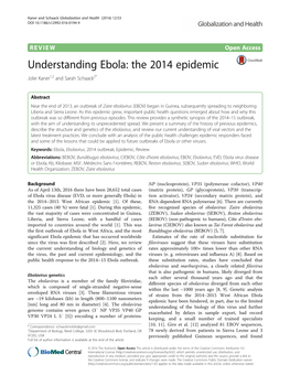Understanding Ebola: the 2014 Epidemic Jolie Kaner1,2 and Sarah Schaack2*