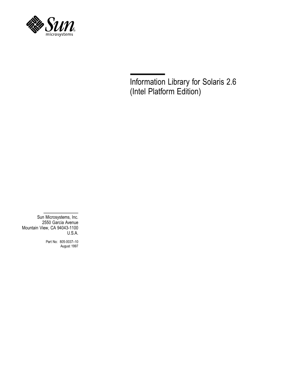Information Library for Solaris 2.6 (Intel Platform Edition)