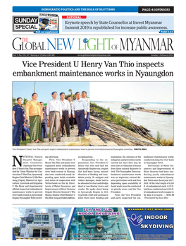 Vice President U Henry Van Thio Inspects Embankment Maintenance Works in Nyaungdon