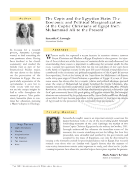 The Copts and the Egyptian State: the Economic and Political Marginalization of the Coptic Christians of Egypt from Muhammad Ali to the Present