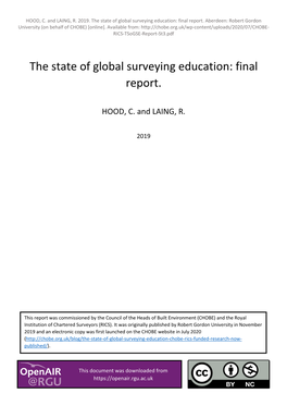 The State of Global Surveying Education: Final Report