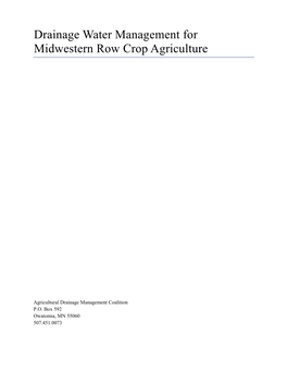 Drainage Water Management for Midwestern Row Crop Agriculture