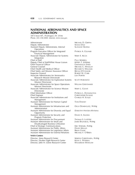 NATIONAL AERONAUTICS and SPACE ADMINISTRATION 300 E Street SW., Washington, DC 20546 Phone, 202–358–0000