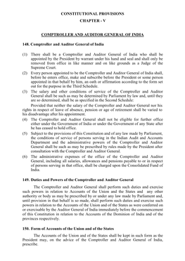 Constitutional Provisions Chapter - V