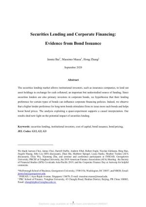 Securities Lending and Corporate Financing: Evidence from Bond