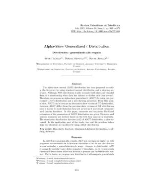 Alpha-Skew Generalized T Distribution