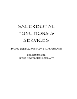 Sacerdotal Functions & Services