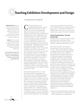 Teaching Exhibition Development and Design