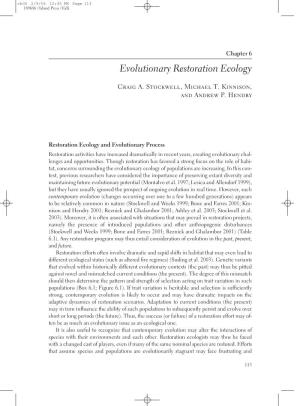 Evolutionary Restoration Ecology
