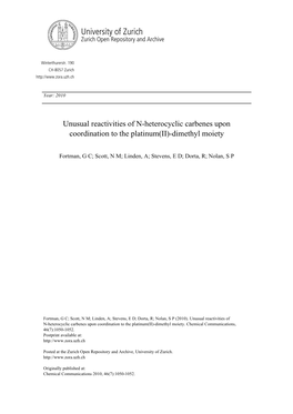 Unusual Reactivities of N-Heterocyclic Carbenes Upon Coordination to the Platinum(II)–Dimethyl Moiety