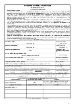 General Information Sheet for the Year 2020 Stock Corporation General Instructions: 1