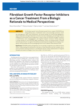 Fibroblast Growth Factor Receptor Inhibitors As a Cancer Treatment: from a Biologic Rationale to Medical Perspectives