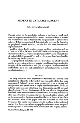 MIOTICS in CATARACT SURGERY by Harold Beasley, MD