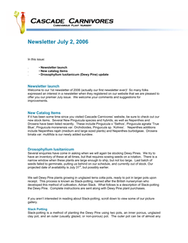 July 2006 Newsletter