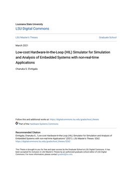 (HIL) Simulator for Simulation and Analysis of Embedded Systems with Non-Real-Time Applications