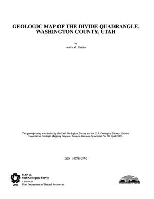 Geologic Map of the Divide Quadrangle Washington County Utah
