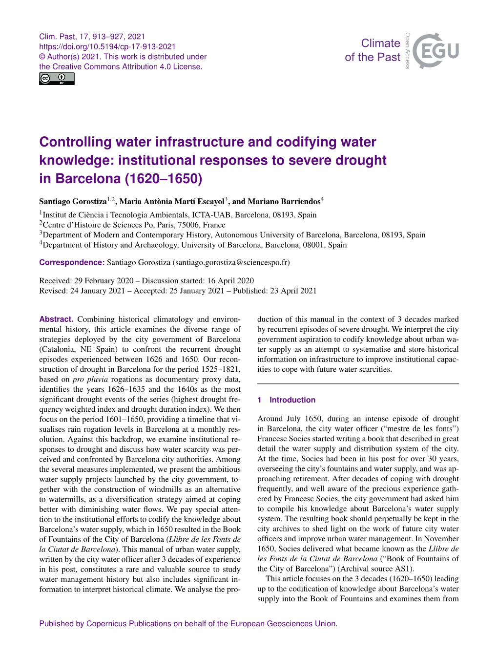 Article Examines the Diverse Range of by Recurrent Episodes of Severe Drought