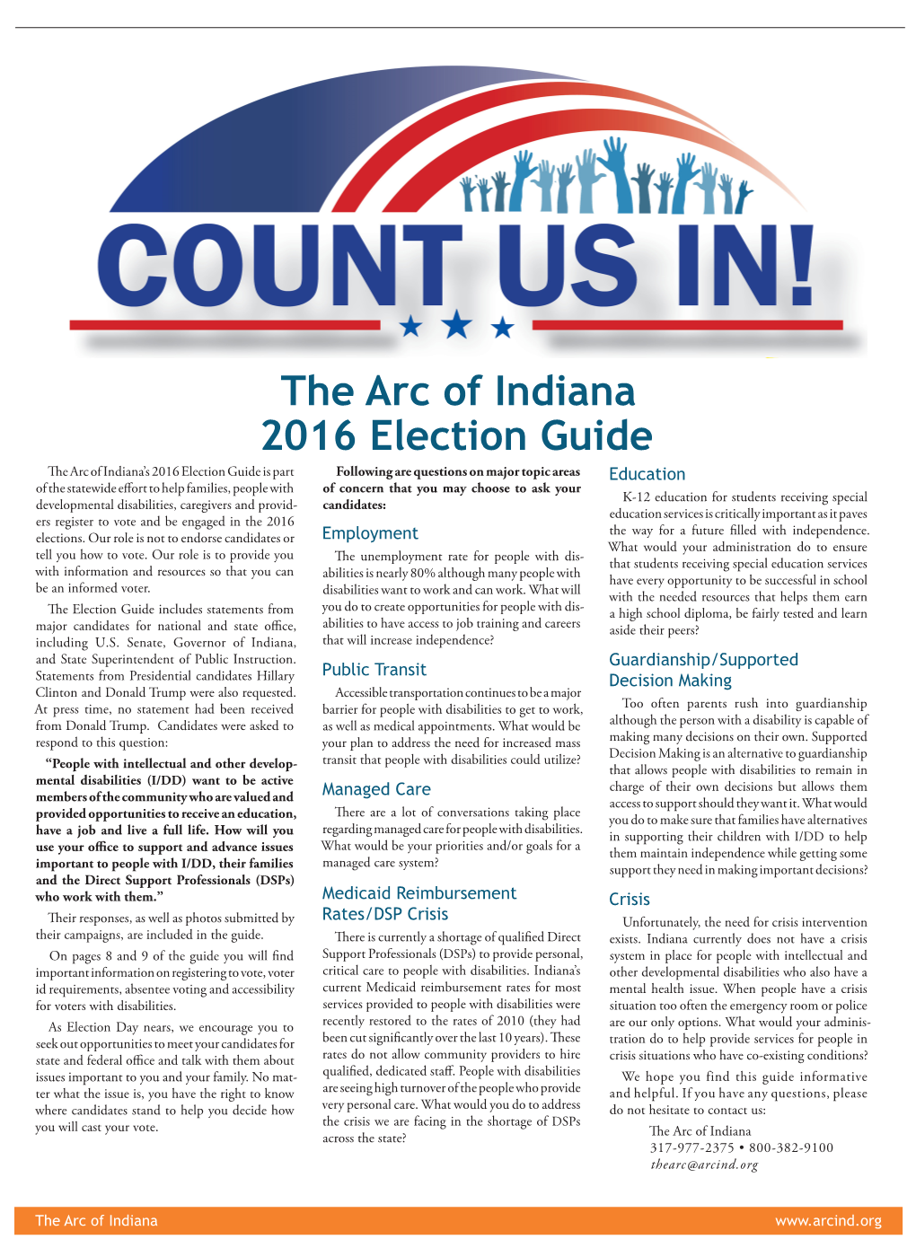 2016 Election Guide the Arc of Indiana