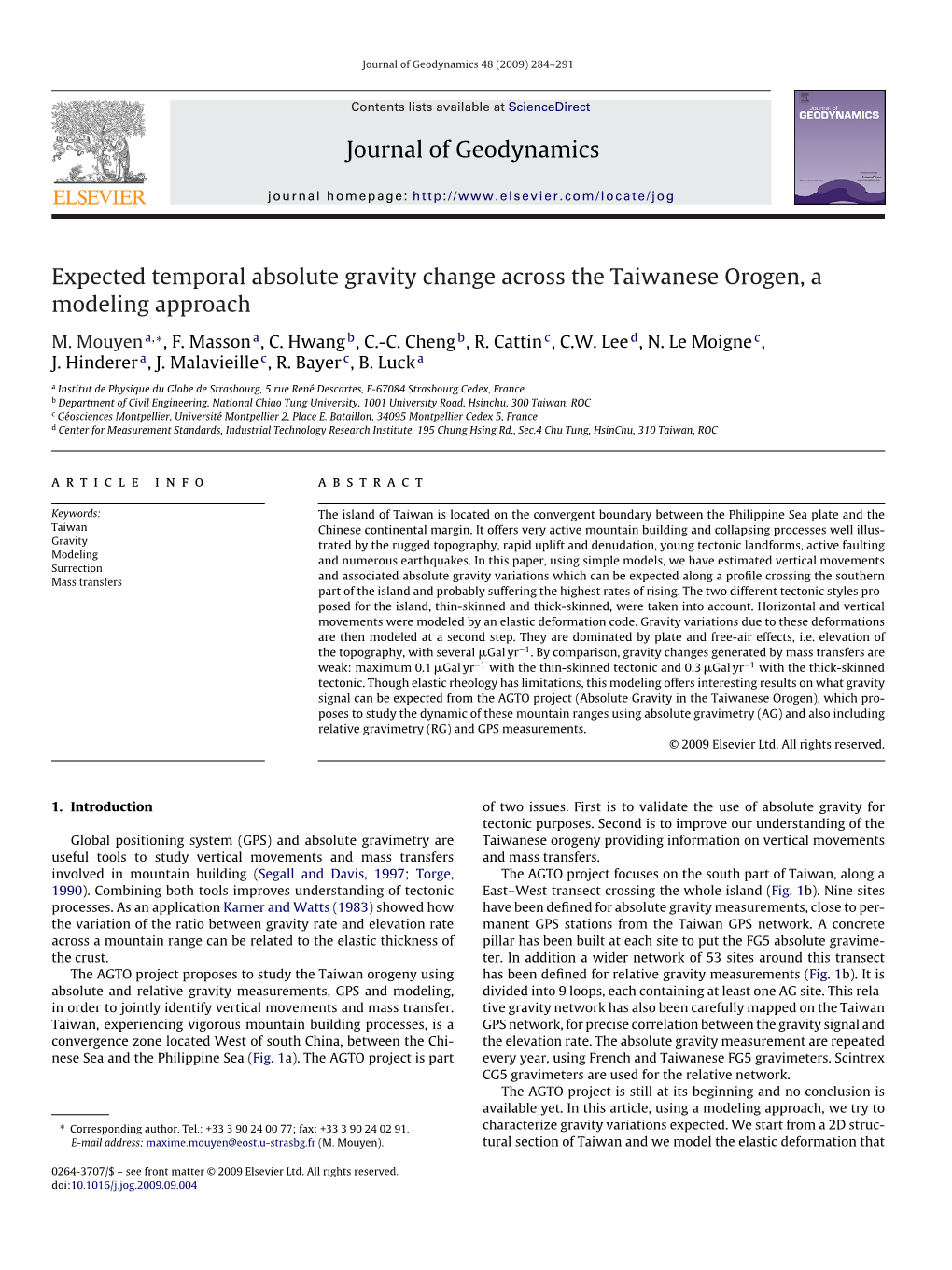 Journal of Geodynamics Expected Temporal Absolute Gravity Change