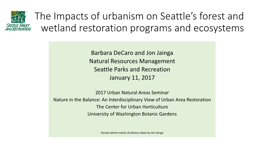 Impacts of Urbanization on Seattle's Urban Forests (PDF)