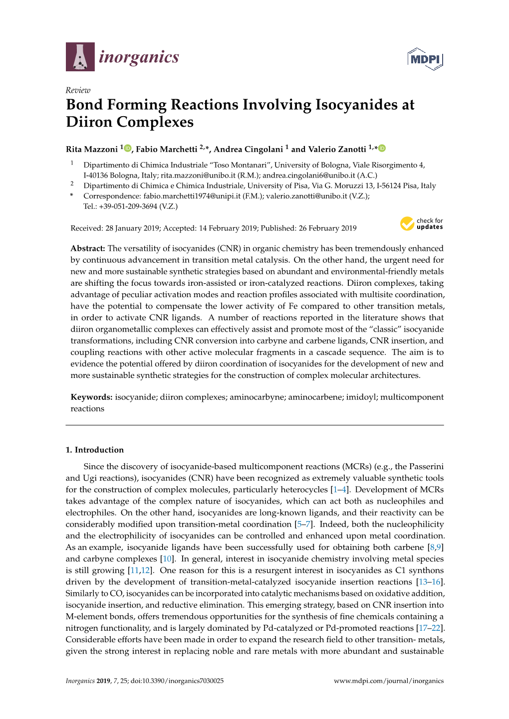 Bond Forming Reactions Involving Isocyanides at Diiron Complexes