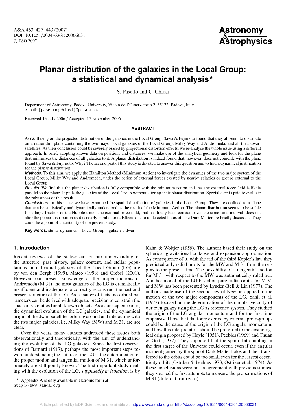 Planar Distribution of the Galaxies in the Local Group: a Statistical and Dynamical Analysis