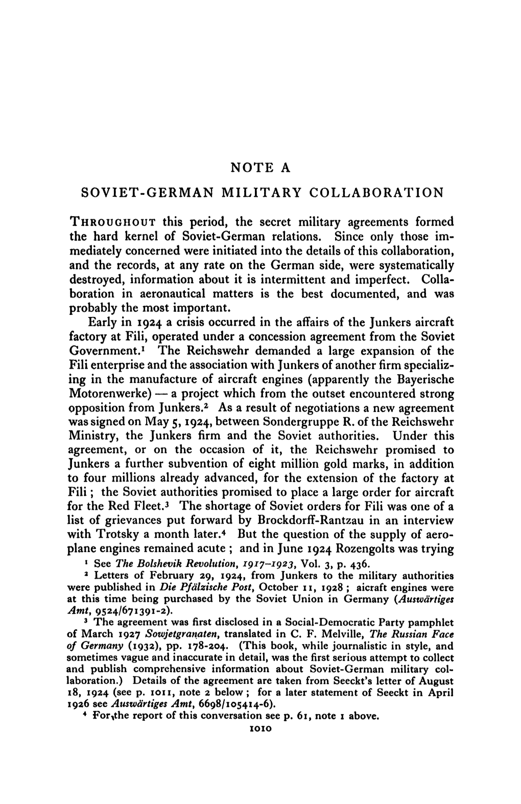 Note a Soviet-German Military Collaboration Throughout