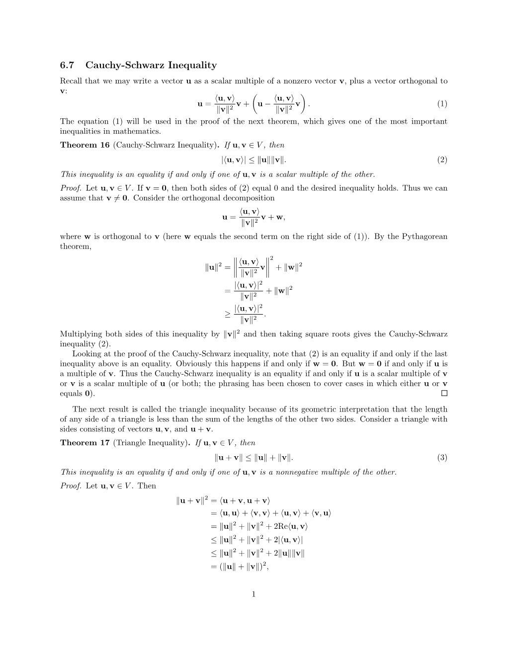 6.7 Cauchy-Schwarz Inequality