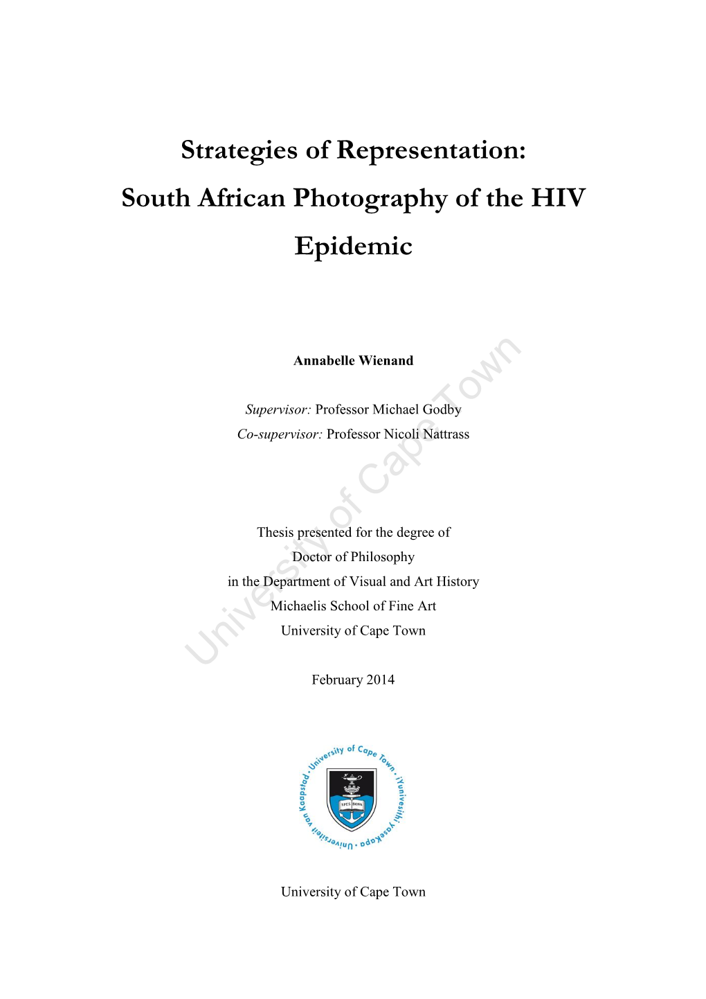 South African Photography of the HIV Epidemic