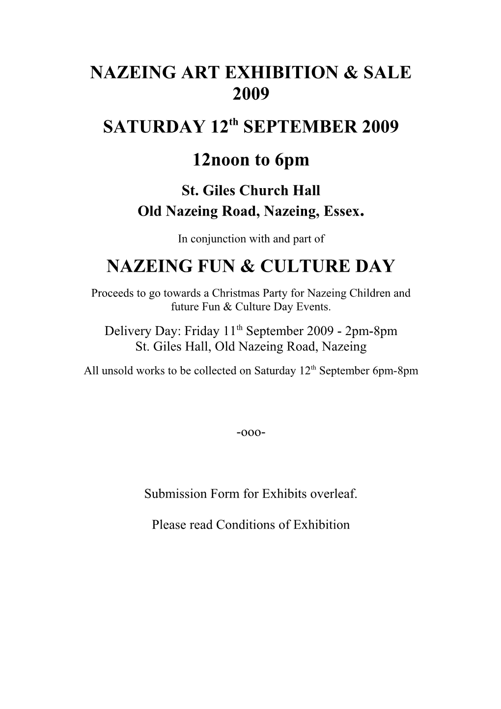 Nazeing Art Exhibition & Sale