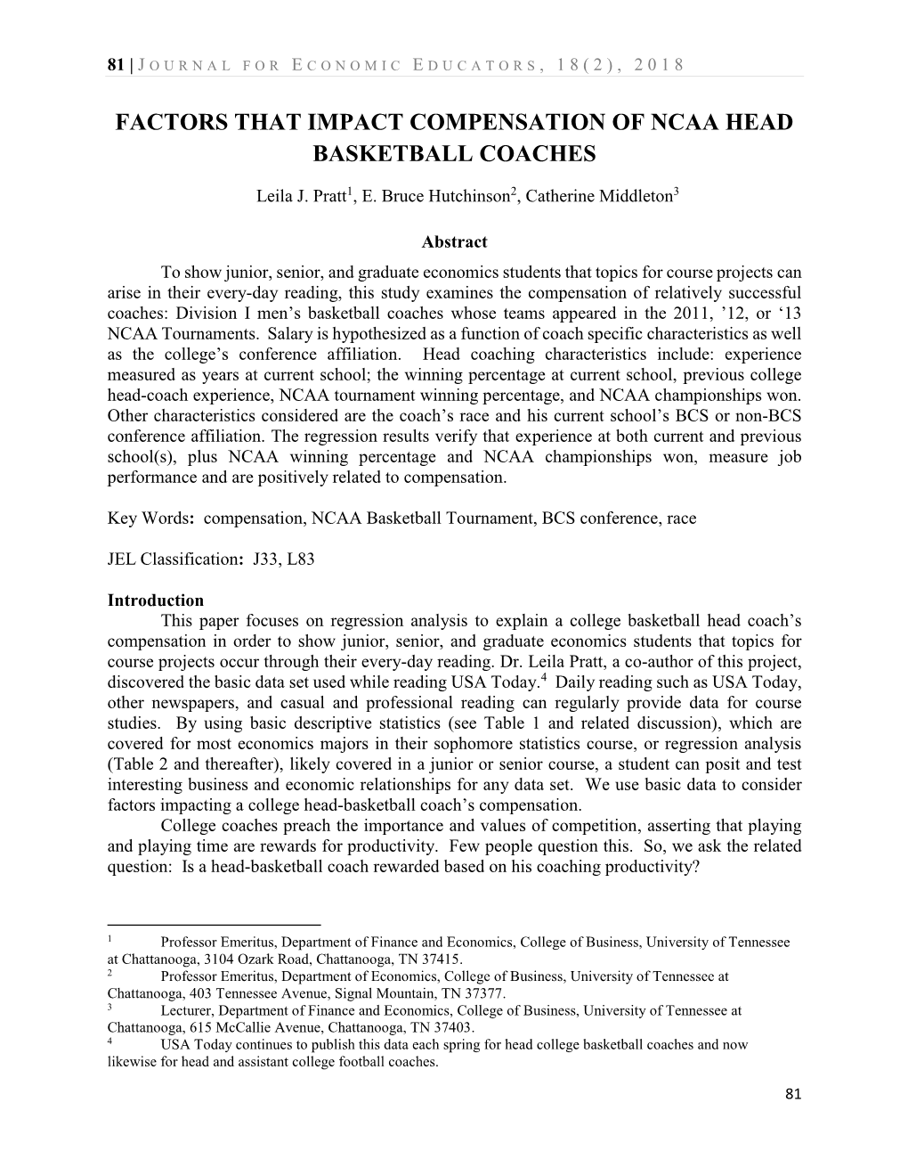 Factors That Impact Compensation of Ncaa Head Basketball Coaches