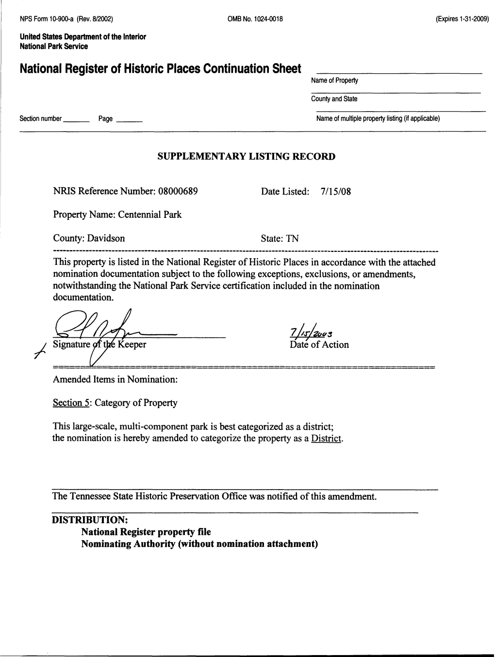 National Register of Historic Places Continuation Sheet Name of Property