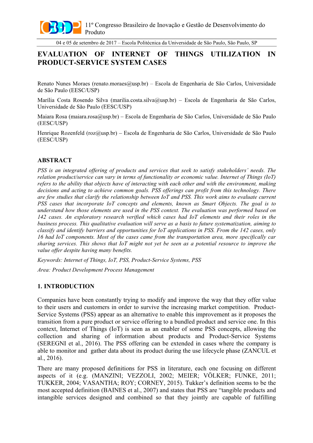 Evaluation of Internet of Things Utilization in Product-Service System Cases