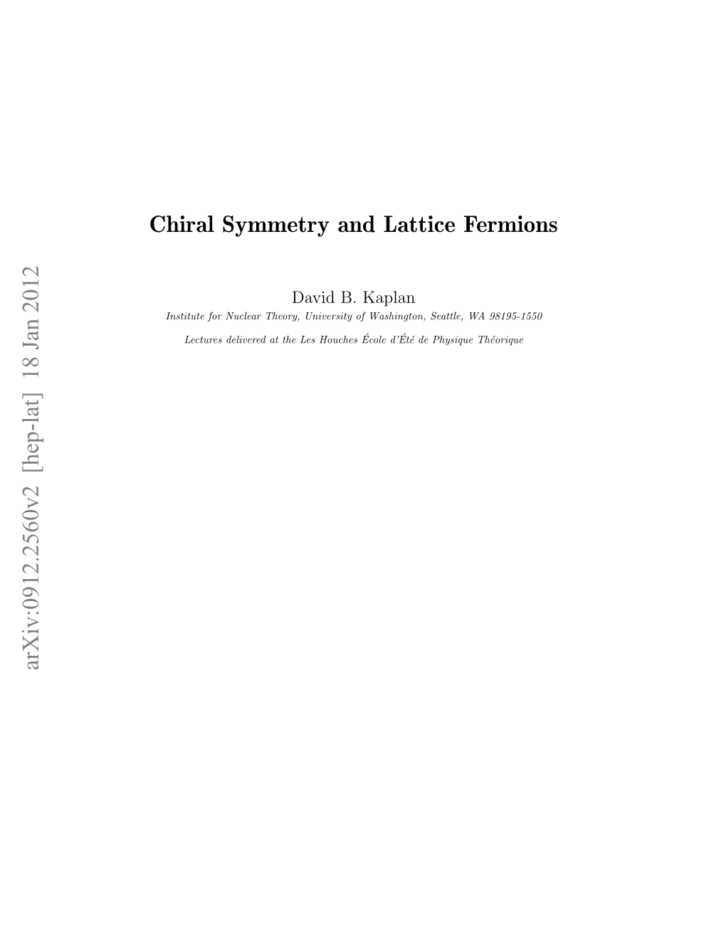 Chiral Symmetry and Lattice Fermions