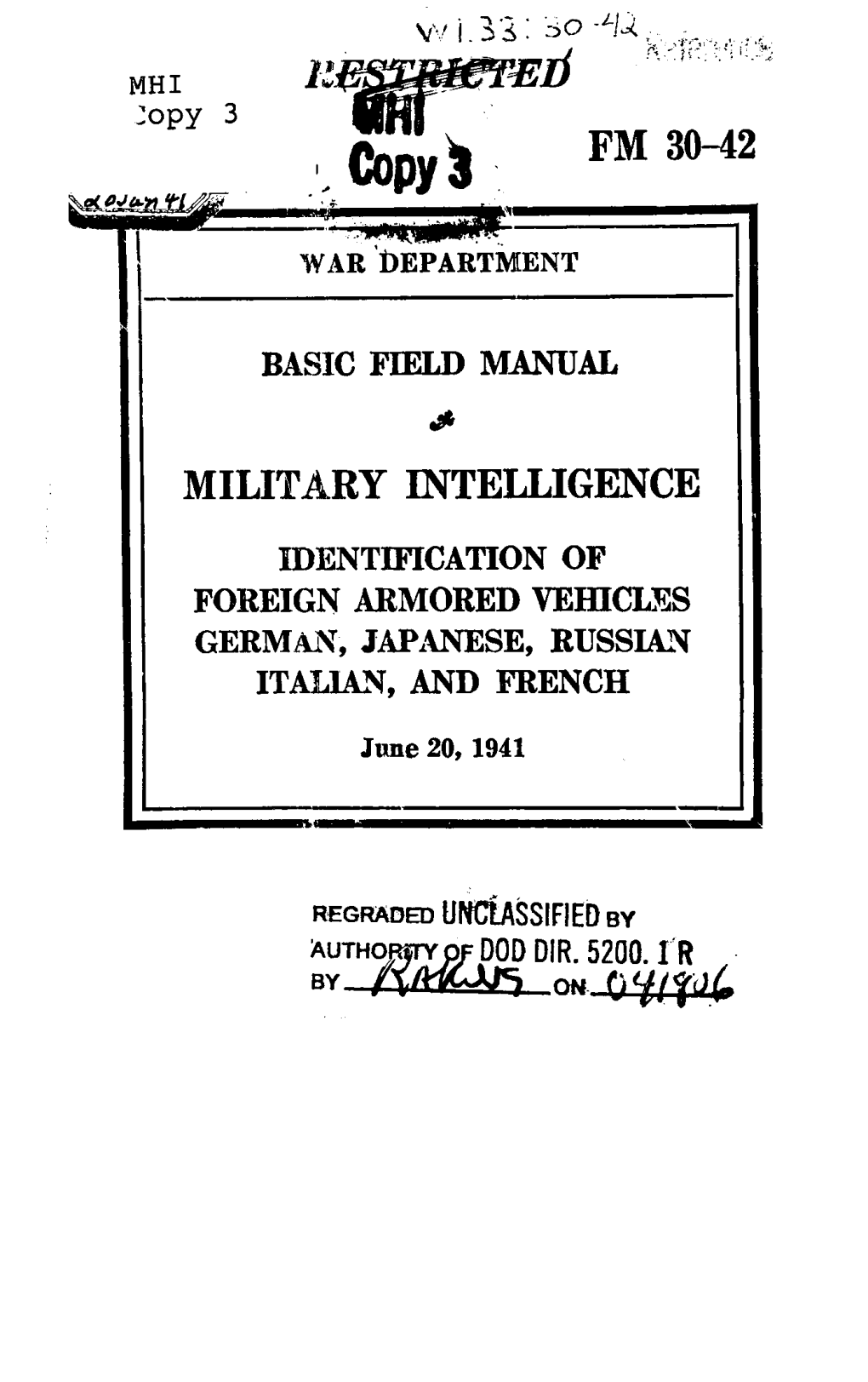 War Department Military Intelligence