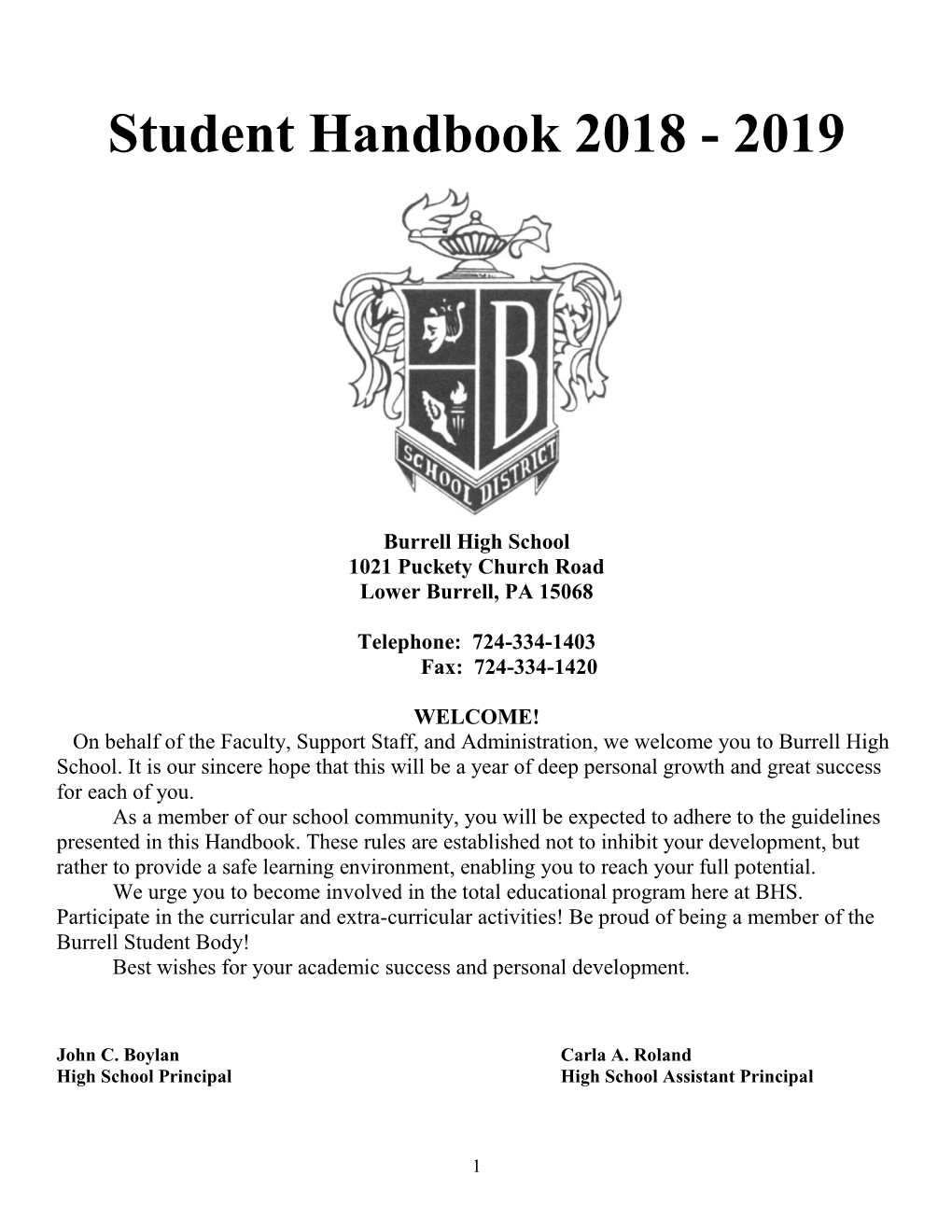 Student Handbook 2018 - 2019
