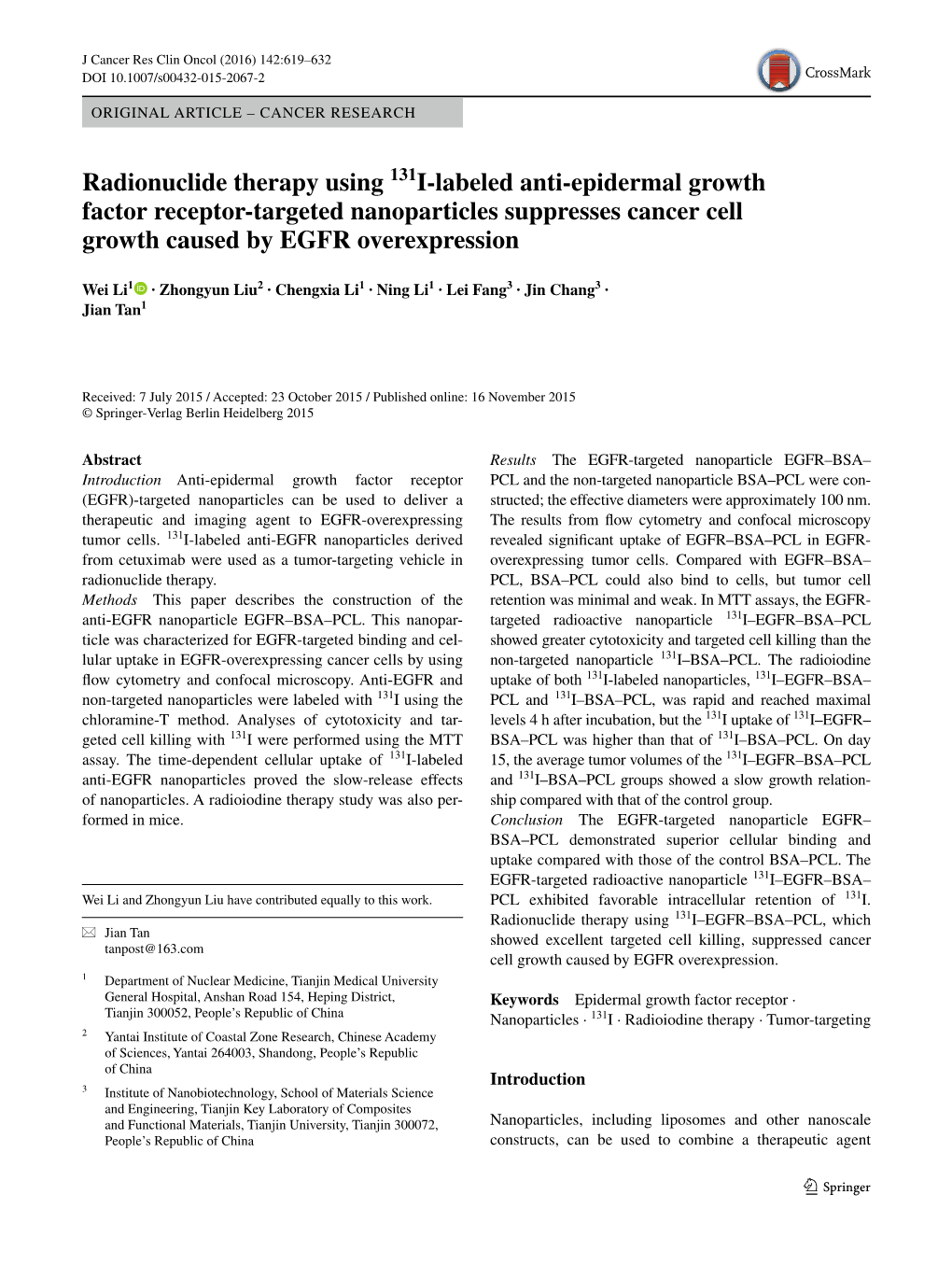 Radionuclide Therapy Using 131I-Labeled Anti-Epidermal Growth