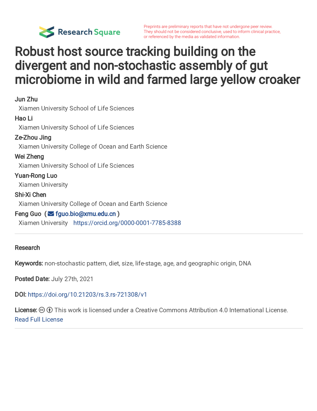Robust Host Source Tracking Building on the Divergent and Non-Stochastic Assembly of Gut Microbiome in Wild and Farmed Large Yellow Croaker