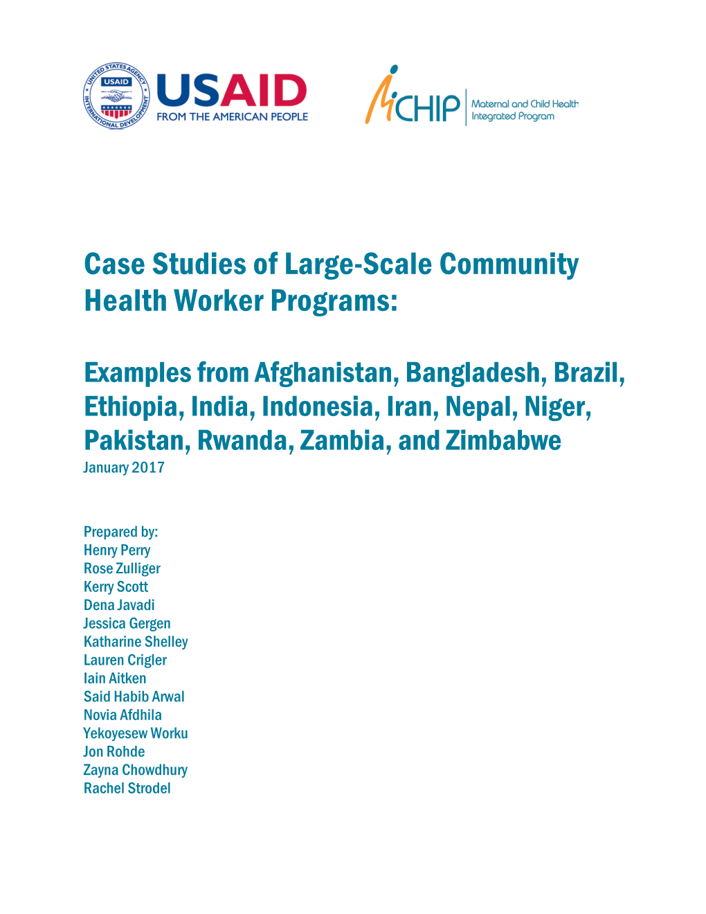 Case Studies of Large-Scale Community Health Worker Programs