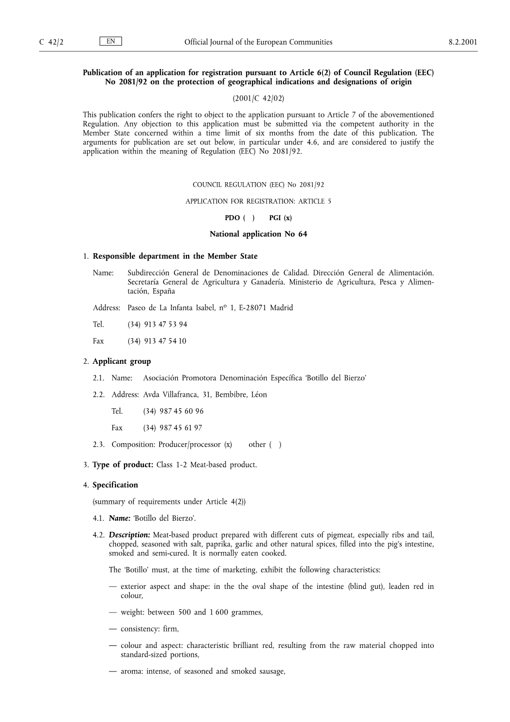 Of Council Regulation (EEC) No 2081/92 on the Protection of Geographical Indications and Designations of Origin