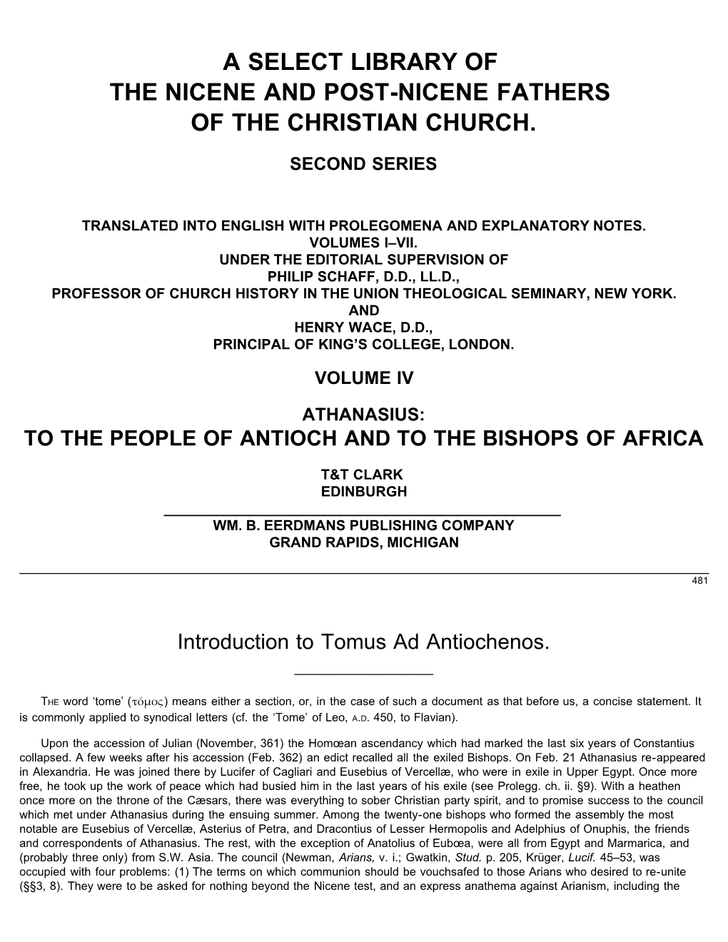 To the People of Antioch and the Bishops of Africa