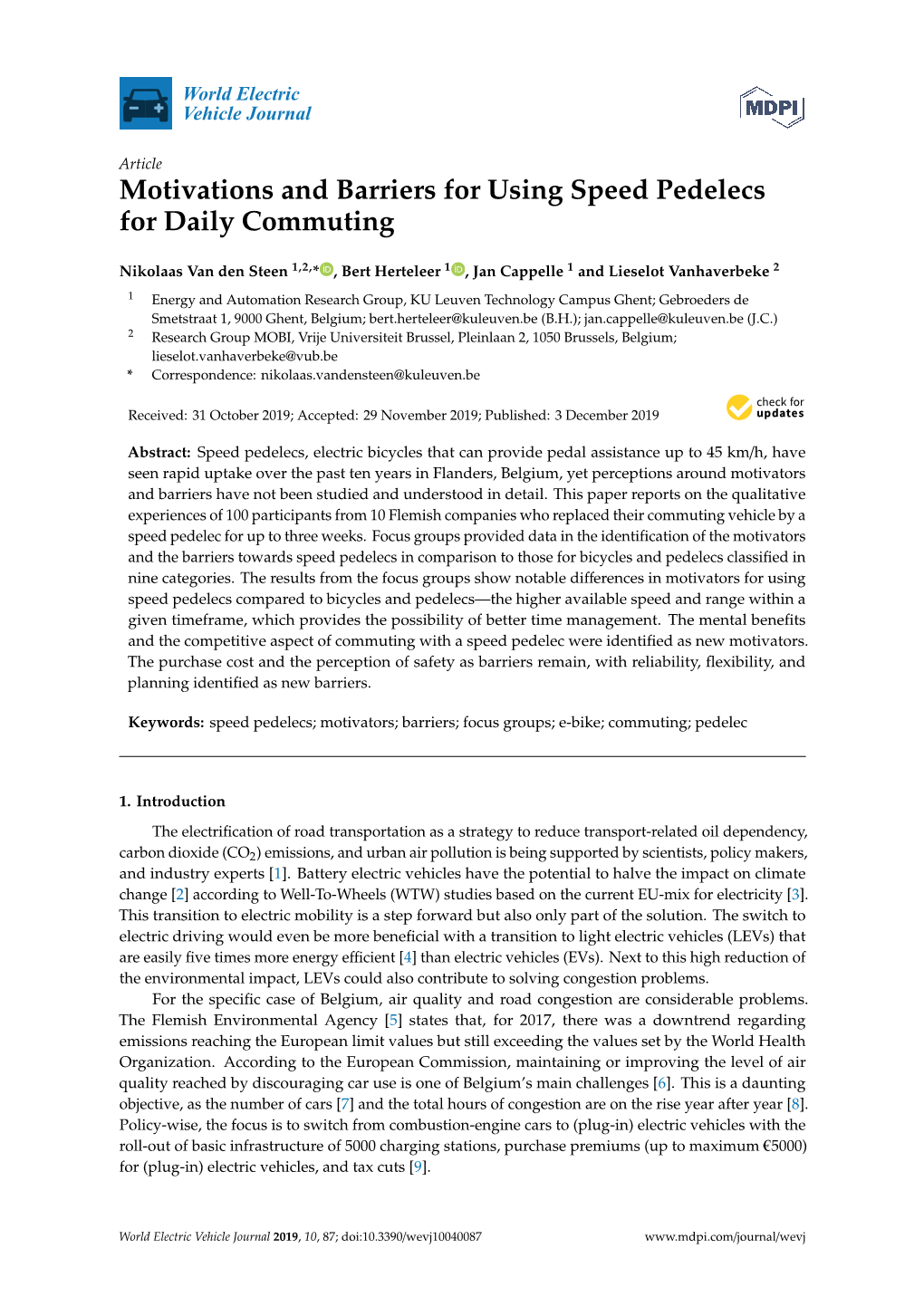 Motivations and Barriers for Using Speed Pedelecs for Daily Commuting