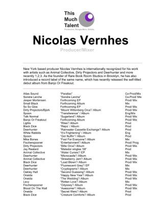 Nicolas Vernhes Complete CV