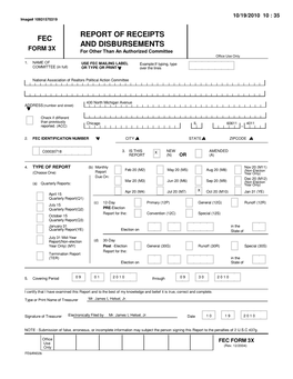 Report of Receipts and Disbursements
