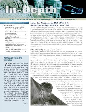 Polar Ice Coring and IGY 1957-58 in This Issue